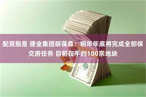 配资股是 建业集团胡葆森：明年年底将完成全部保交房任务 目前在手约100宗地块